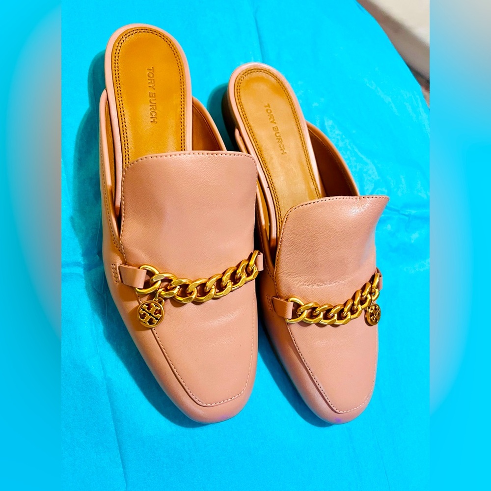 TORY BURCH women’s Mini Benton Leather Slide Loafers size 8.5